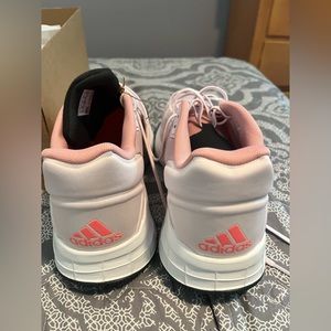 Adidas Duramo 10 women’s sneakers, size 11 WIDE, pink and white, NEW w. Tags